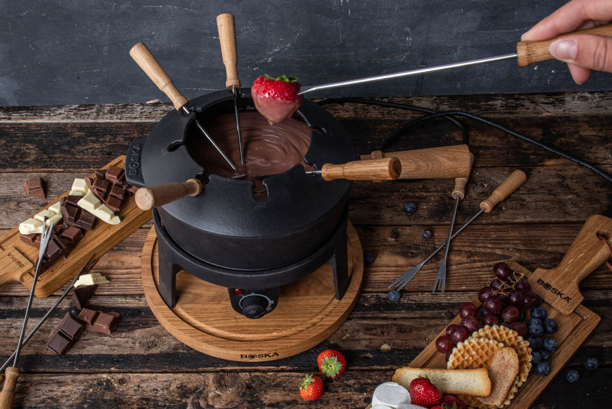 Fondue au chocolat et au vin rouge (set à fondue électrique)