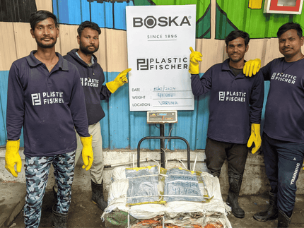 640 kg plastic uit de Ganges gevist dankzij BOSKA en haar klanten