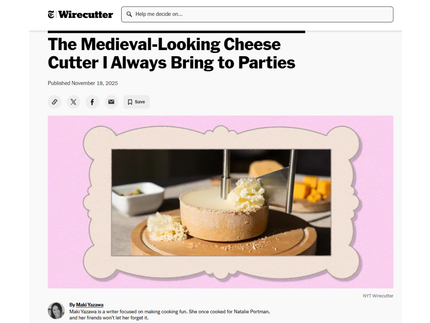 The New York Times praises the BOSKA Cheese Curler Amigo