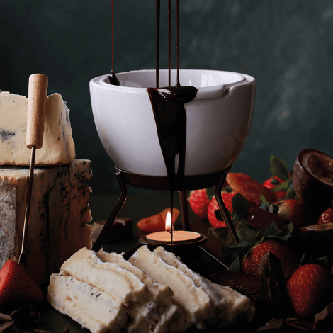 Fondue au chocolat avec bonbons au gorgonzola