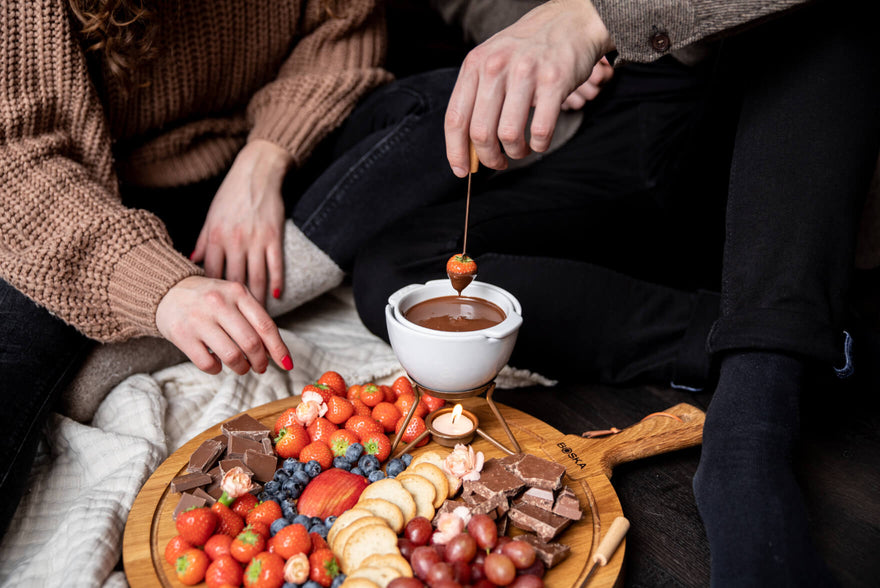 Schokoladenfondue mit gesalzenem Karamell