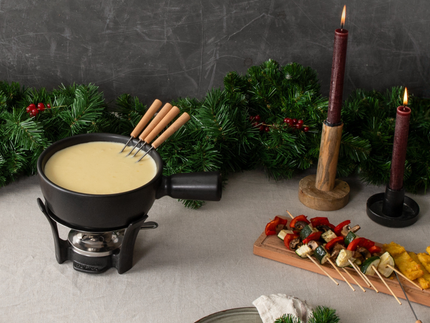 Spiesjes van gegrilde groenten – kaasfondue dipper tip