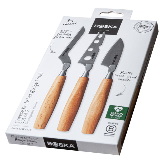 Kaasmessenset Amigo Small, Set van 3 | 306941 BOSKA Food Tools | Duurzaam en Hoge Kwaliteit Messen