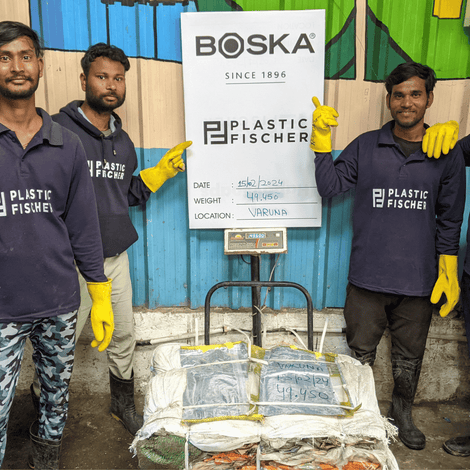 640 kg plastic uit de Ganges gevist dankzij BOSKA en haar klanten