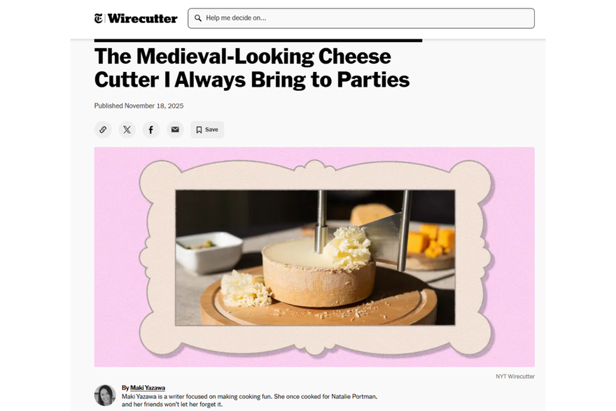 The New York Times praises the BOSKA Cheese Curler Amigo
