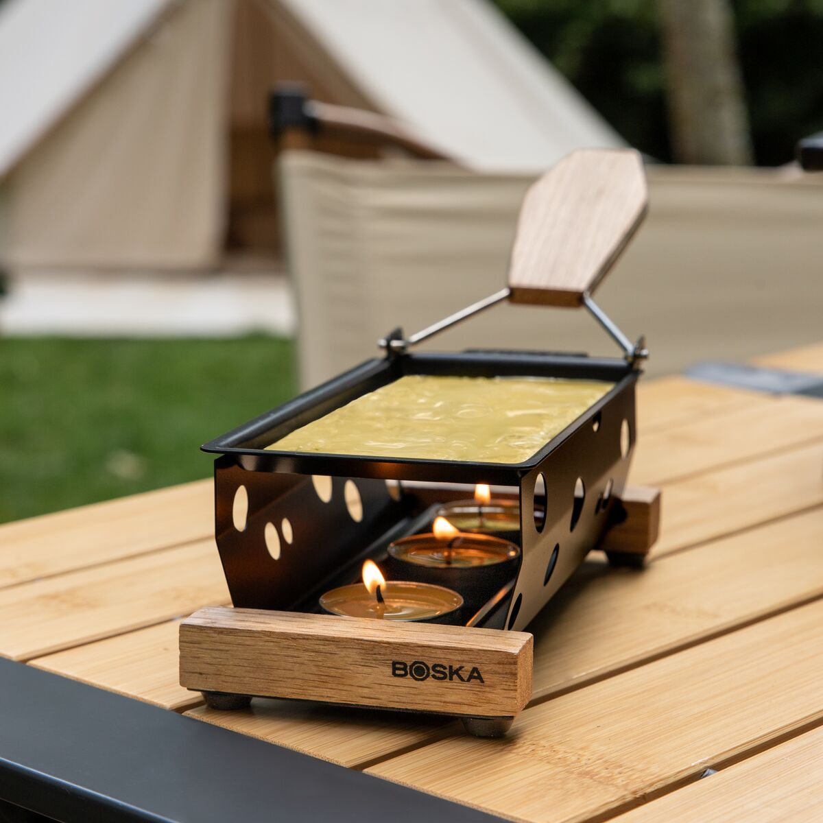 Partyclette® ToGo Oslo: Tragbares Raclette-Set | Antihaft & Eichenholz