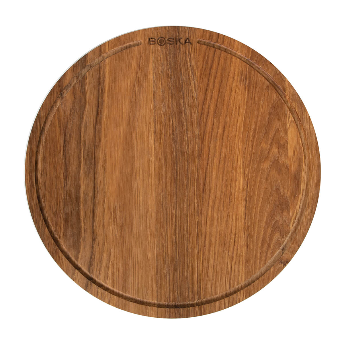 BOSKA Friends XL Pizza Board - Oak Wood Serving Tray With Juice Groove, 15.7" Round Cutting Board For Pizza, Cheese & Snacks